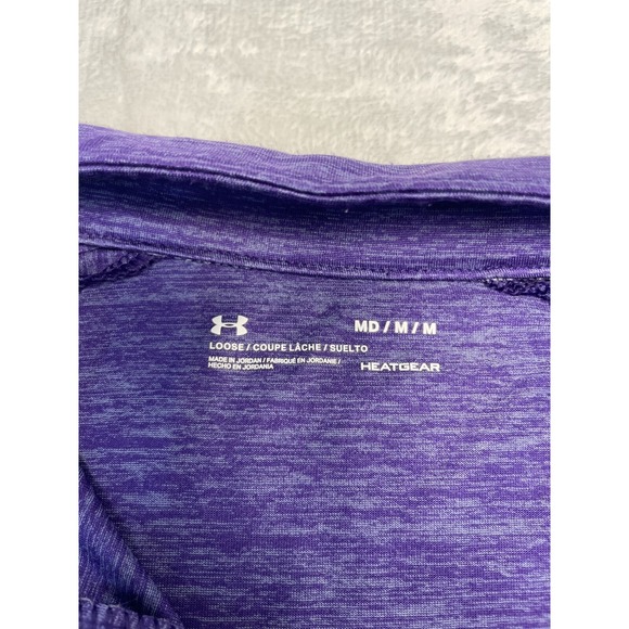 Under Armour LS Workout Shirt Womens M Purple Loose Heatgear Gym Outdoor - Picture 4 of 9